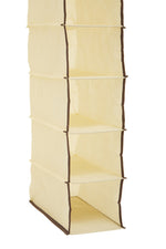 Tavia Cream Brown Trim 10 Section Hanging Shoe Organiser