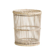Ezell Rattan and Bamboo White Washed Waste Bin