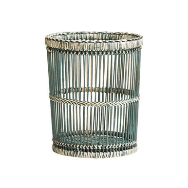 Ezell Rattan and Bamboo Grey Washed Waste Paper Bin