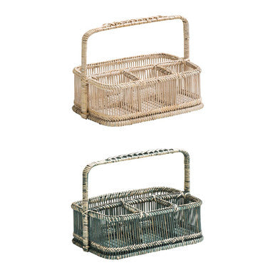 Ezell Grey Washed Bamboo and Rattan Caddy