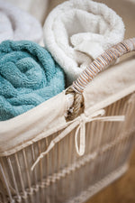 Ezell Rattan and Bamboo White Washed Set Of 2 Storage Baskets