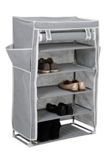 Tavia Grey 5 Tier Shoe Rack with Cover