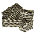Nautical Set Of Five Black And White Woven Storage Baskets