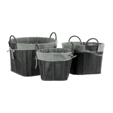 Set Of Three Lida Grey Round Storage Baskets