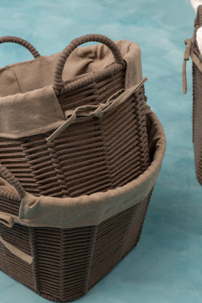 Set Of Three Lida Grey Round Storage Baskets