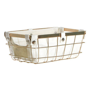 Harga Small Gold Finish Wire Storage Basket with Lining
