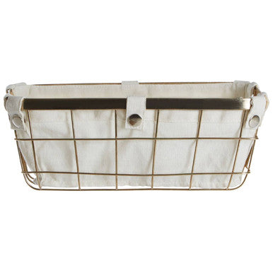 Harga Small Gold Finish Wire Storage Basket with Lining