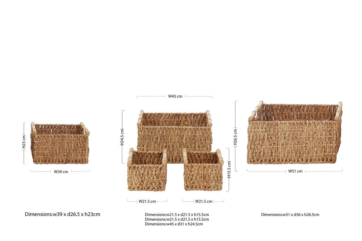 Lidi Set Of 5 Water Hyacinth Storage Baskets