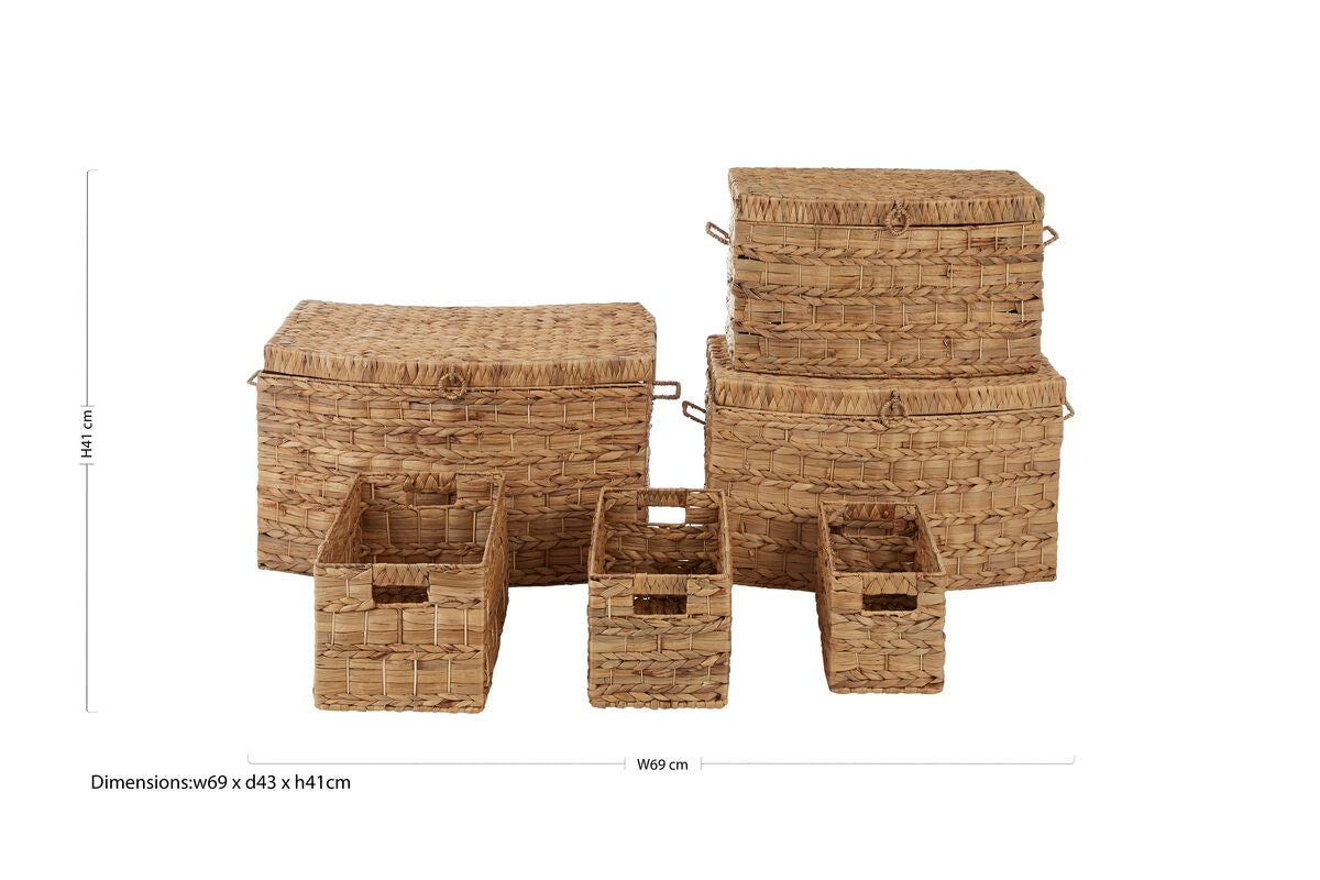 Lidi Set Of Six Water Hyacinth Storage Baskets