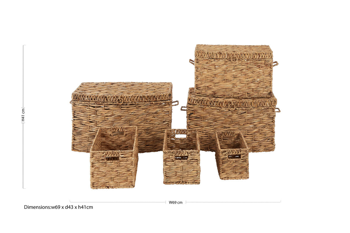 Lidi Set Of 6 Water Hyacinth Storage Baskets