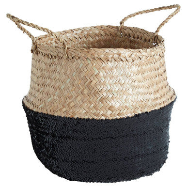 Black And Natural Medium Seagrass Basket