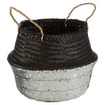 Black And Silver Small Seagrass Basket