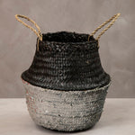 Black And Silver Small Seagrass Basket