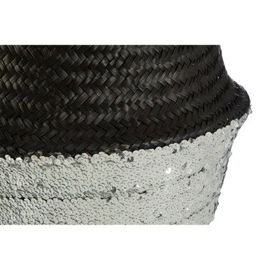 Black And Silver Medium Seagrass Basket