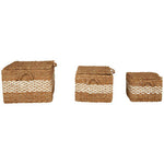 Lidi Set Of Three Rectangular Seagrass Baskets With Lids