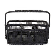 Ezell Black Rattan and Bamboo Caddy