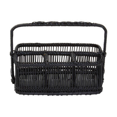 Ezell Black Rattan and Bamboo Caddy