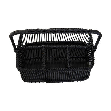 Ezell Black Rattan and Bamboo Caddy