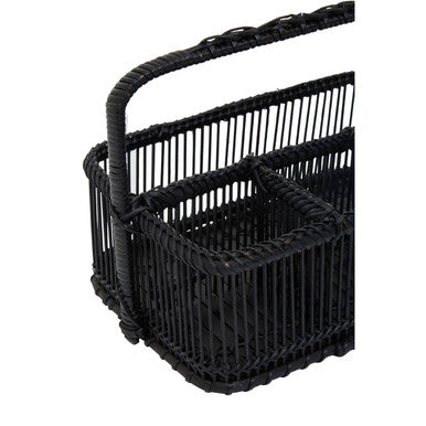Ezell Black Rattan and Bamboo Caddy