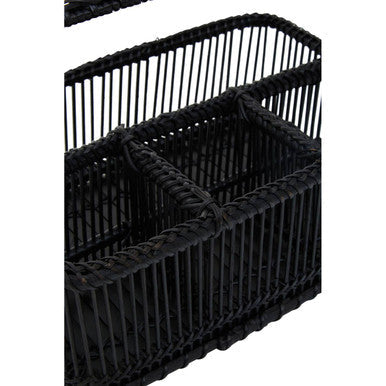 Ezell Black Rattan and Bamboo Caddy