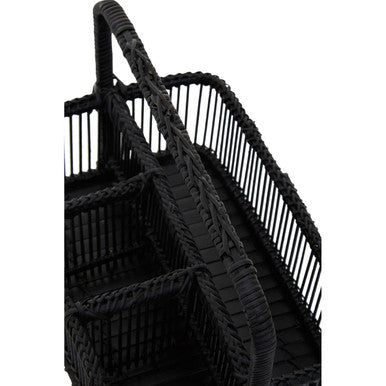 Ezell Black Rattan and Bamboo Caddy