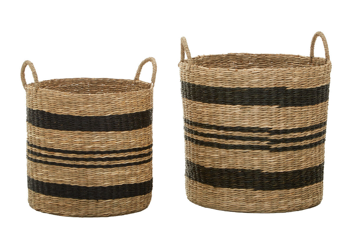 Arles Set of 2 Seagrass Baskets with Black Stripes