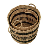 Arles Set of 2 Seagrass Baskets with Black Stripes