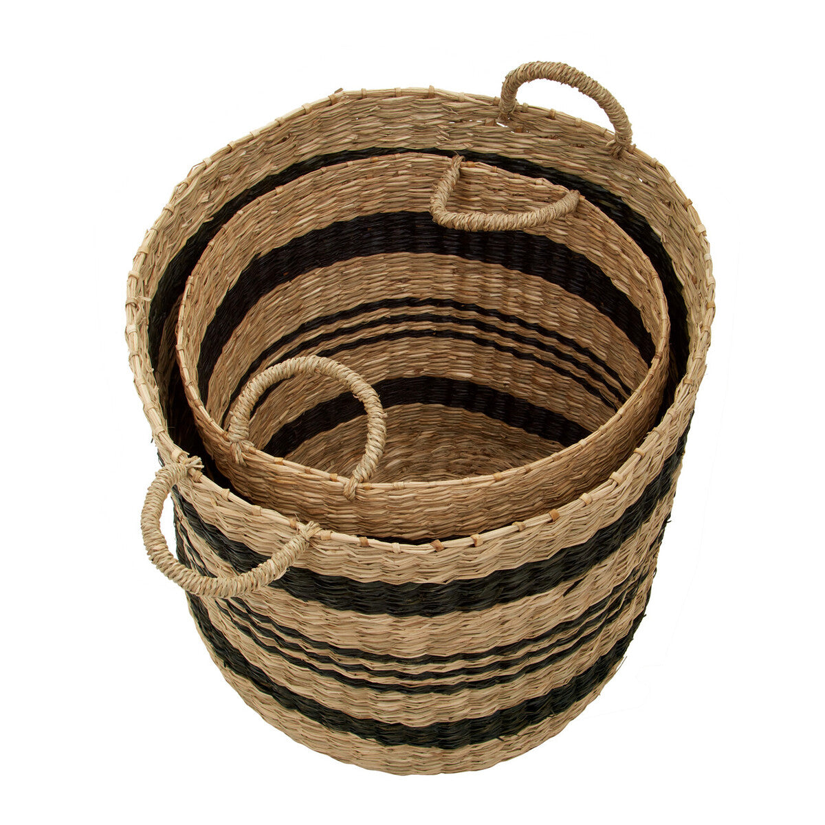 Arles Set of 2 Seagrass Baskets with Black Stripes