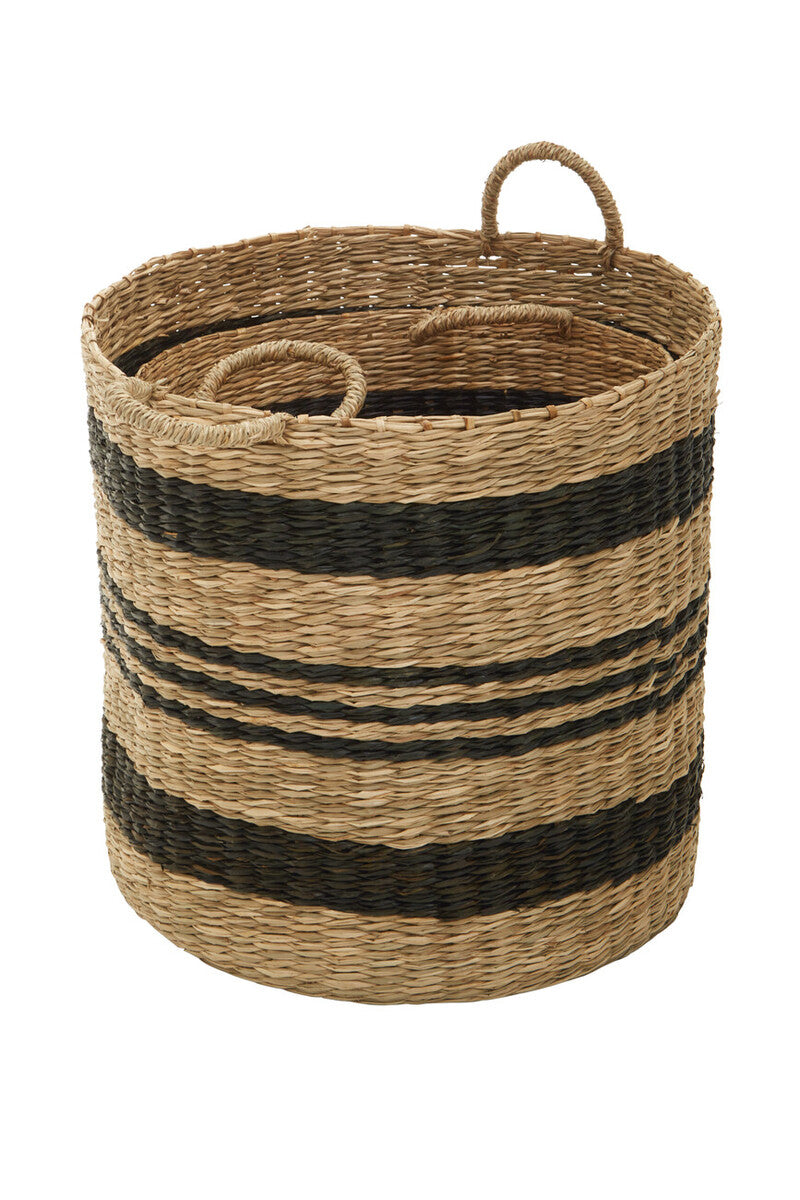 Arles Set of 2 Seagrass Baskets with Black Stripes
