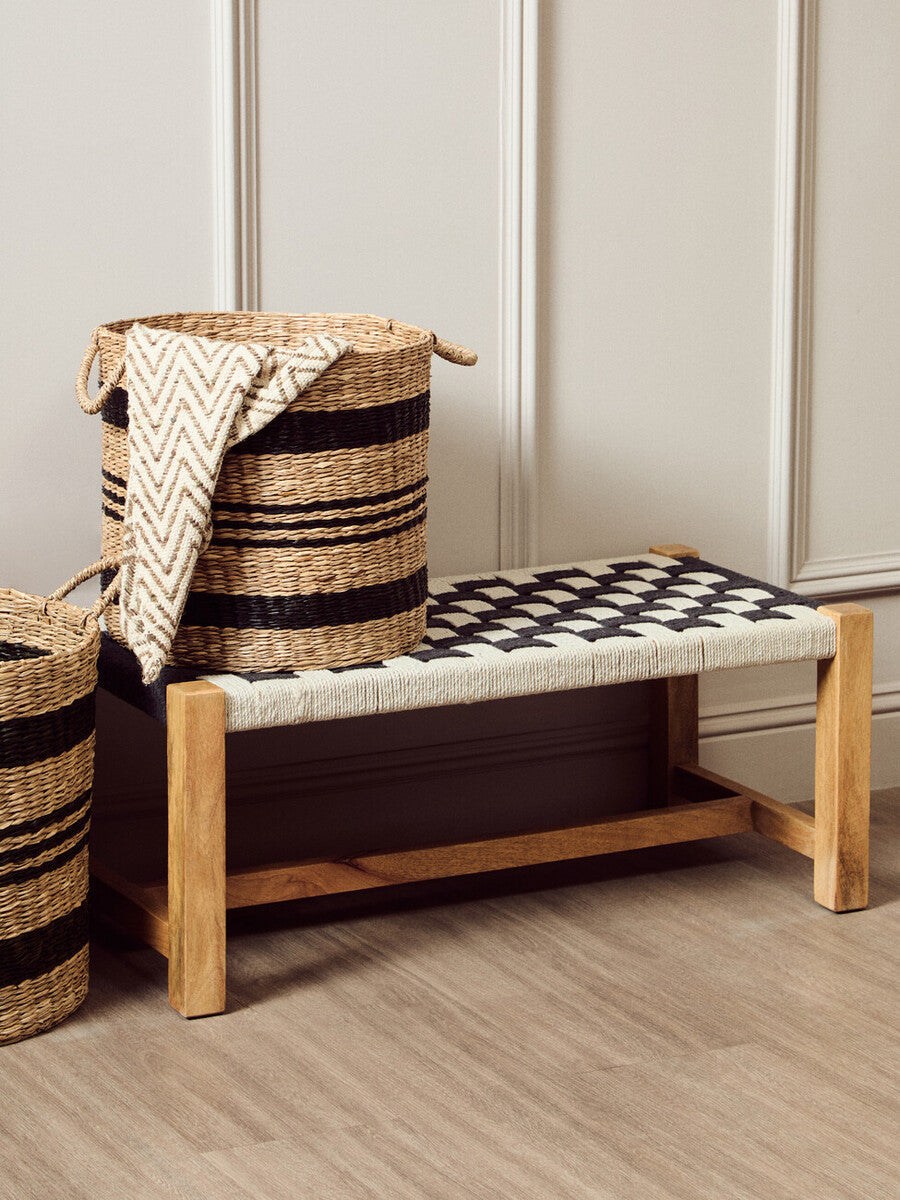 Arles Set of 2 Seagrass Baskets with Black Stripes