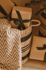 Arles Set of 2 Seagrass Baskets with Black Stripes