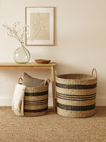 Arles Set of 2 Seagrass Baskets with Black Stripes