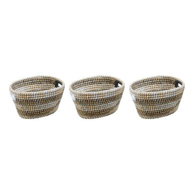 Lidi Set Of Three Oval Straw Baskets