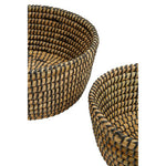 Lidi Set Of Three Straw Baskets With Black Detail