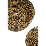 Lidi Set Of Three Straw Baskets With Black Detail