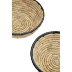 Lidi Set Of 3 Palm Leaf Baskets With Black Trim