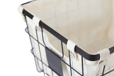 Harga Medium Black Wire Storage Basket with Lining