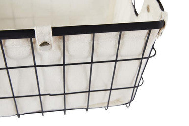 Harga Medium Black Wire Storage Basket with Lining