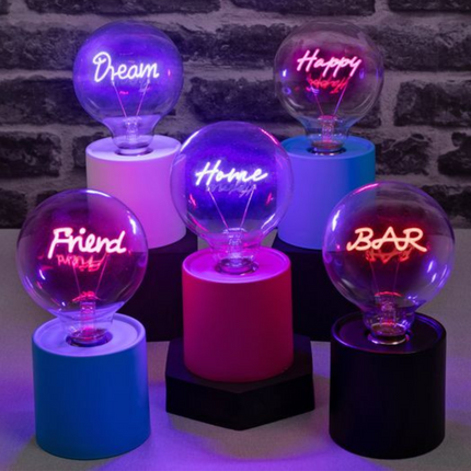 LED Neon Decorative Globe Bulb Table Lamp Assorted Designs-Bargainia.com