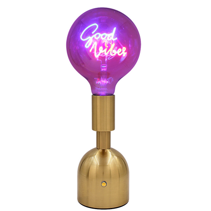 Good Vibes LED Neon Text Brass Accent Decorative Lamp-5010792734279-Bargainia.com