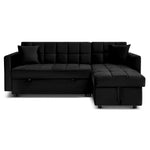 Milo Black Corner Sofa Bed with Storage - Velvet Sofa Bed & Pull Out Bed