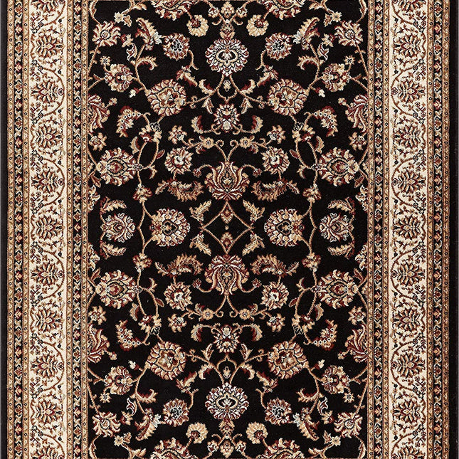 Black Traditional Floral Rug - Virginia