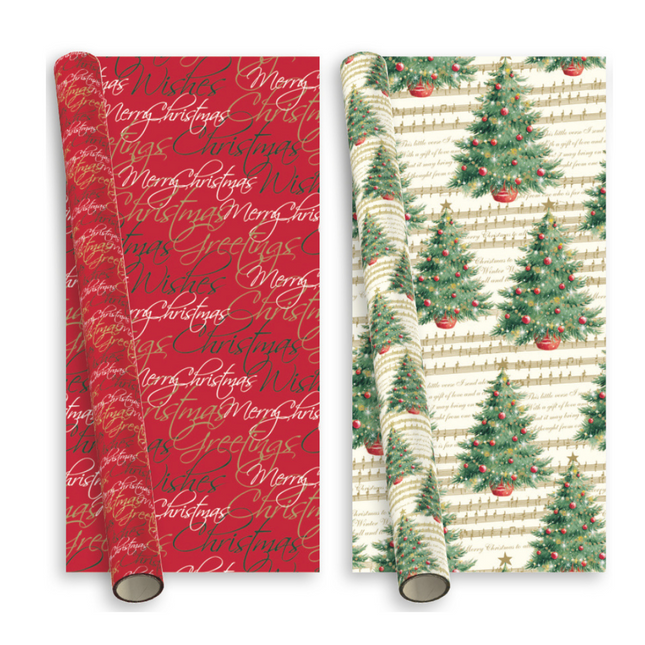 Wrapping Paper Christmas Traditional - 5M Assorted