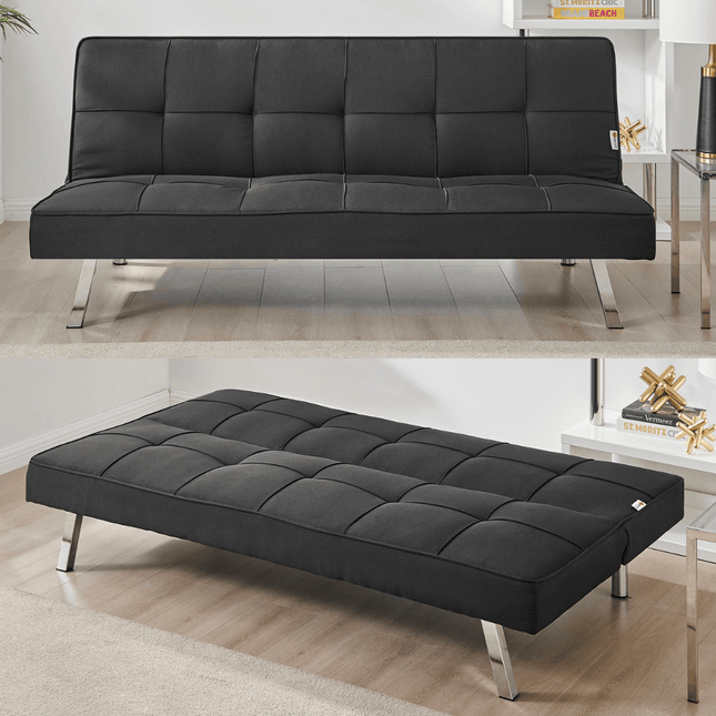 Britney Essentials 3 Seater Click Clack Sofa Bed - Black-Bargainia.com