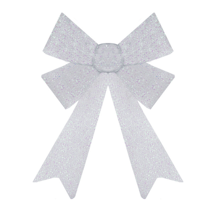 Christmas Tinsel Bow White Glitter 22cm