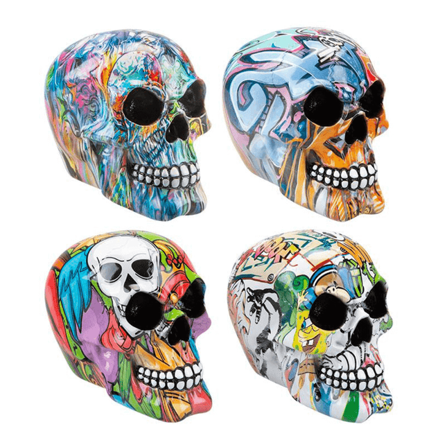 Graffiti Skull Ornament 15cm