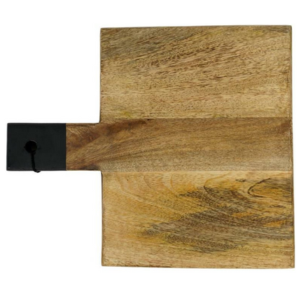 Mango Wood Serving Cutting Board With Black Handle Assorted Sizes-Bargainia.com