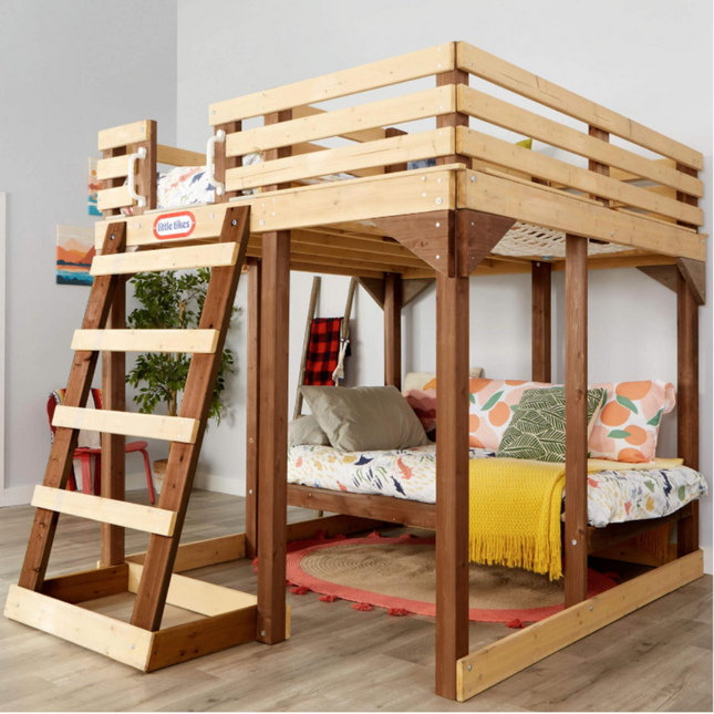 Little Tikes Wooden 4-In-1 Study Fort 5ft Loft Bed Set-50743658006-Bargainia.com