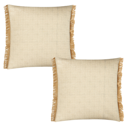 Fero Sandstone Fringed Filled Decorative Throw Cushion - 45 x 45cm-Bargainia.com