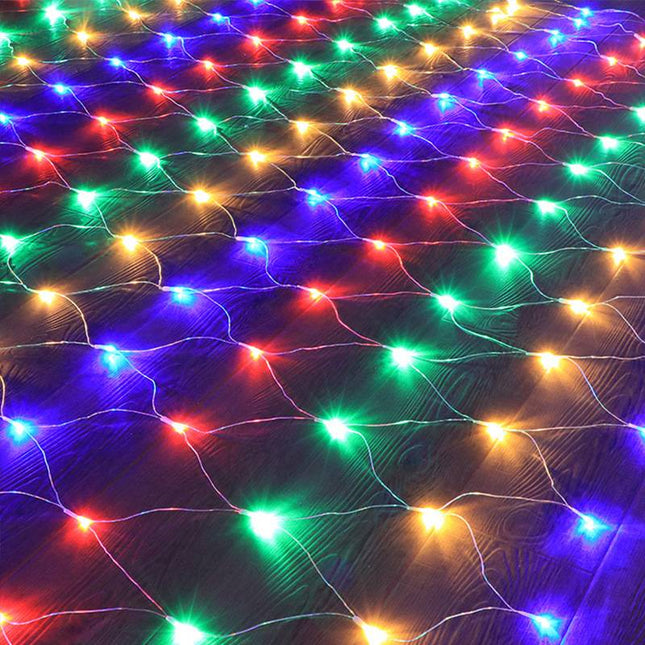 Battery Operated LED 2M x 1M Window Net Lights with White Cable - Multicoloured (160)-5056150236641-Bargainia.com
